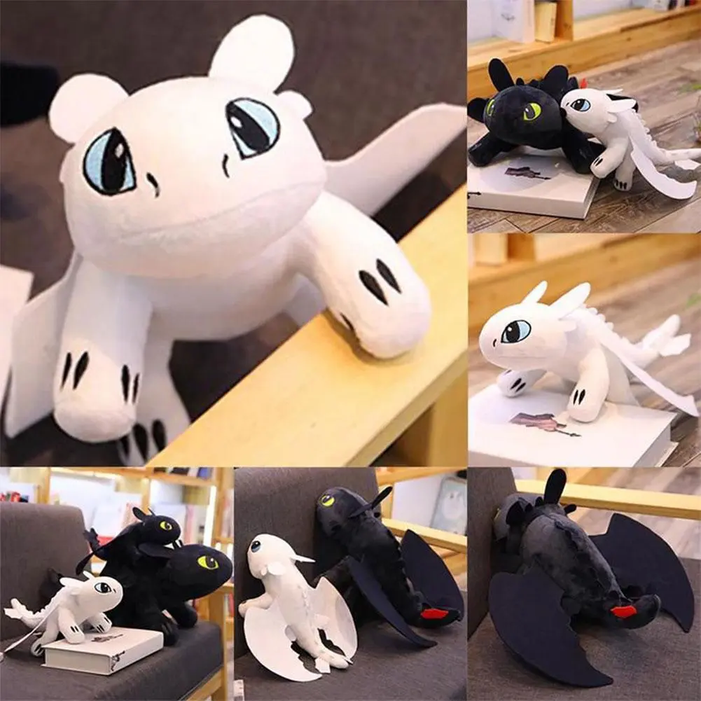 How To Train Your Dragon Plush Toy Black White Dragon Thoothless Q3Q5 Animals Baby Toys Kids R7A0
