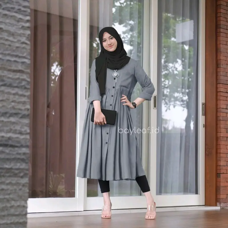 Baju Tunik Wanita Muslim Katun Rayon  Atasan  Cewek Kain halus 3