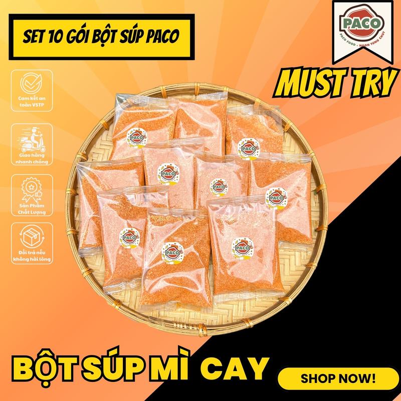 10 Gói Bột Súp Gia Vị Pha Sẵn Chuẩn Vị Quán Mì Cay Nấu Lẩu Kim Chi Canh Súp PACO FOOD