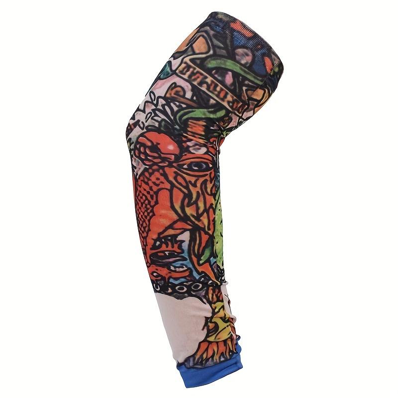 1pc Cycling Tattoo Ice Arm Sleeves, Sun Screen UV Protection Compression Arm Sleeves For Fishing, Camping, Cycling, Hiking 7