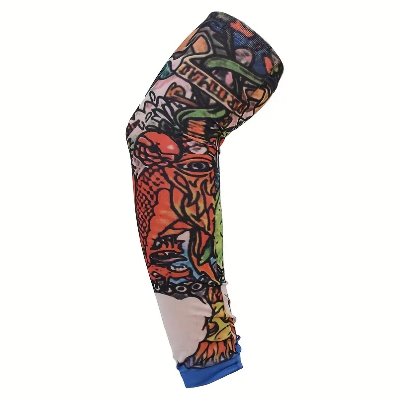 1pc Cycling Tattoo Ice Arm Sleeves, Sun Screen UV Protection Compression Arm Sleeves For Fishing, Camping, Cycling, Hiking 7