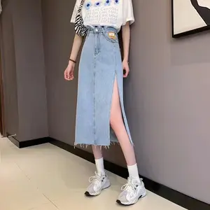 【Jeans.cewek】rok jumbo rok korean style rok jeans wanita high waist 7/8 rok a line rok span rok belah samping denim casual rok jeans androk jeans