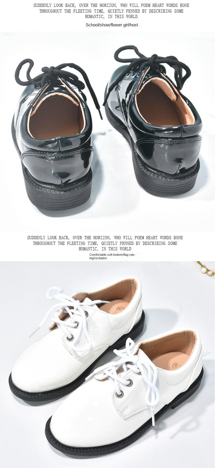 Product Introduction of White Boys' Leather Shoes Preppy Style Campus Chorus Performance Shoes Middle and Large Children Students with Suit Dress Shoes 14