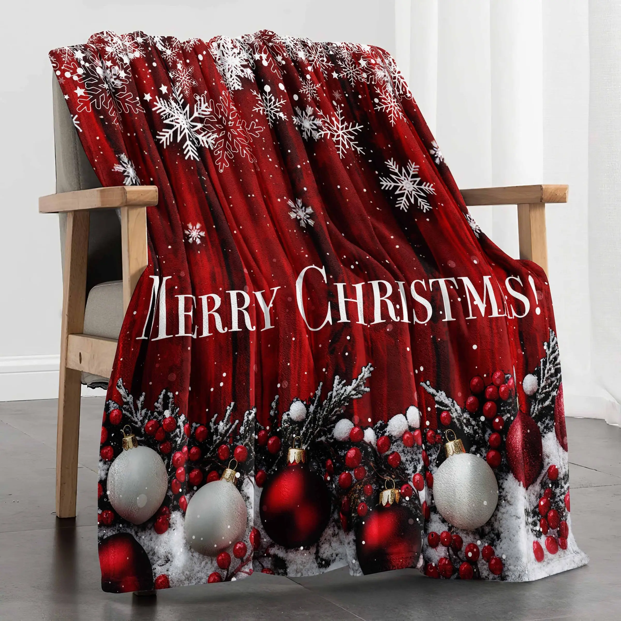 Christmas Themed Blanket, 1 Count Soft Warm Throw Blanket, Holiday Blankets and Throws for Sofa and Bed, Santa Gifts, Christmas Gifts