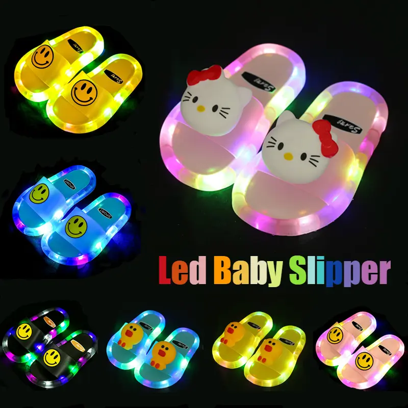 Kids Slipper LED Light Children's Slippers Cute Animal Summer Children's Flip Flop Girls Boys Baby Non-slip Glowing Home Shoes
