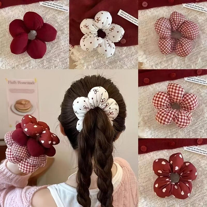  A04 Buộc tóc bông hoa kẻ đủ màu điệu đà  họa tiết kẻ sọc cho nữ 