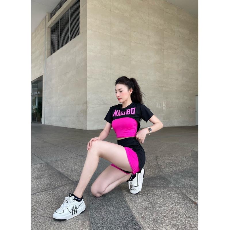 Bộ đồ tập erobic, gym tập nhảy chạy bộ áo 2 chi tiết quần 2 lớp dày dặn thoáng mát 3