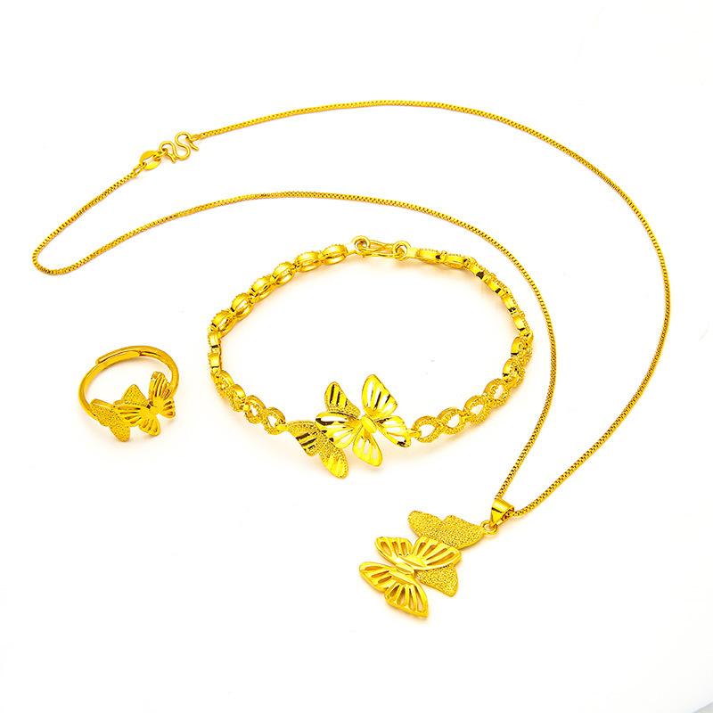 Bộ Vòng Cổ Vòng Tay Thắt Nơ, Dành Cho Nữ, Có Nhẫn, Thích Hợp Cho Đám Cưới, Phụ Kiện Trang Sức, Vòng Tay Và Vòng Cổ Bướm, Hàng Mới Về 4