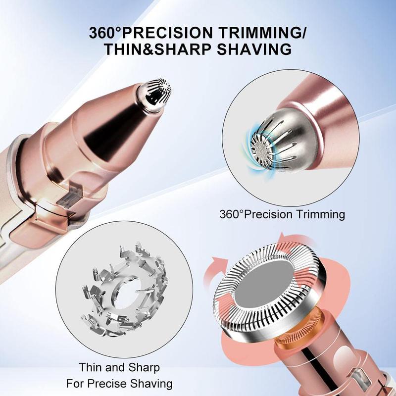 Electric Eyebrow Trimmer, 1 Set Portable 2 in 1 Facial Hair Remover, Lip Facial Body Hair Removal Tool with LED Light, Facial Hair Care Tool, Winter & New Year Gift, Stocking Fillers Gentle Lightweight 1