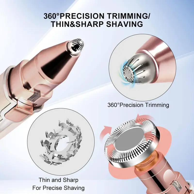 Electric Eyebrow Trimmer, 1 Set Portable 2 in 1 Facial Hair Remover, Lip Facial Body Hair Removal Tool with LED Light, Facial Hair Care Tool, Winter & New Year Gift, Stocking Fillers Gentle Lightweight 1