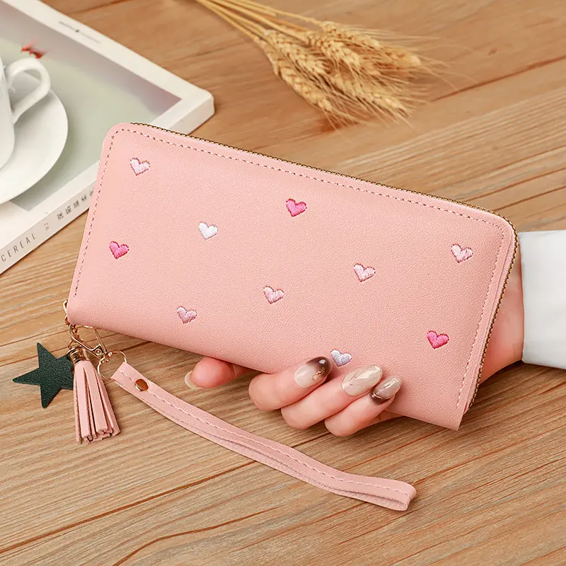 Women's exquisite embroidered wallet multifunctional casual wrist bag long clutch bag