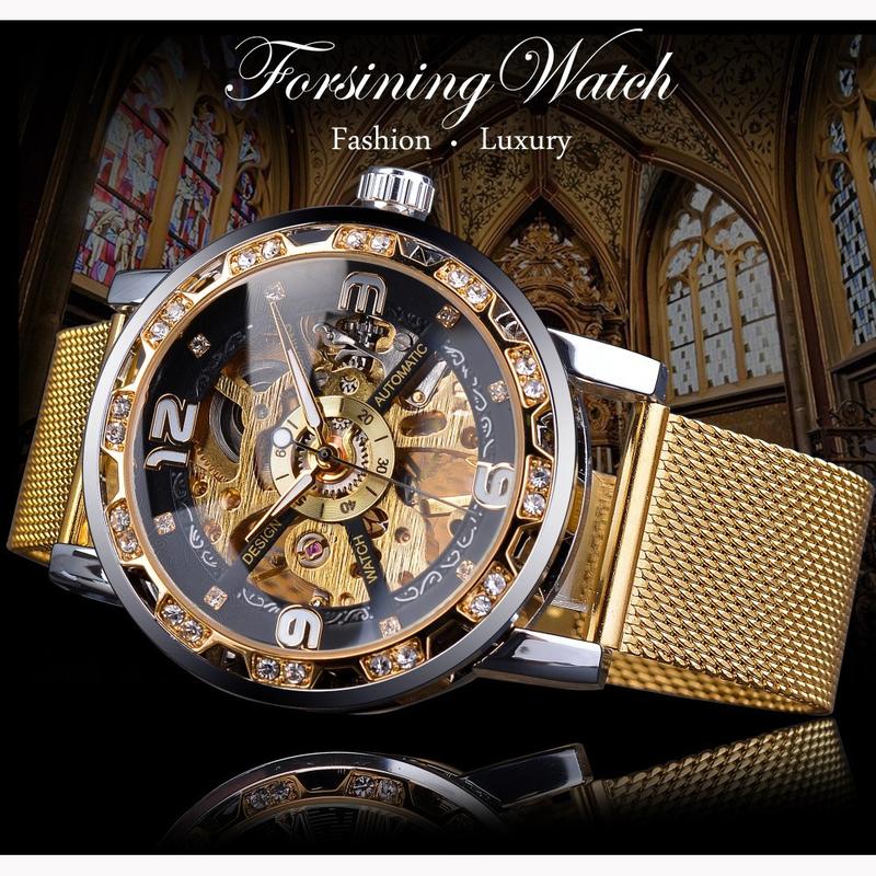 Product Introduction of Men's mechanical watches New Fashion Classic Hollow Rhinestone Manual Manipulator Men's Watch 22