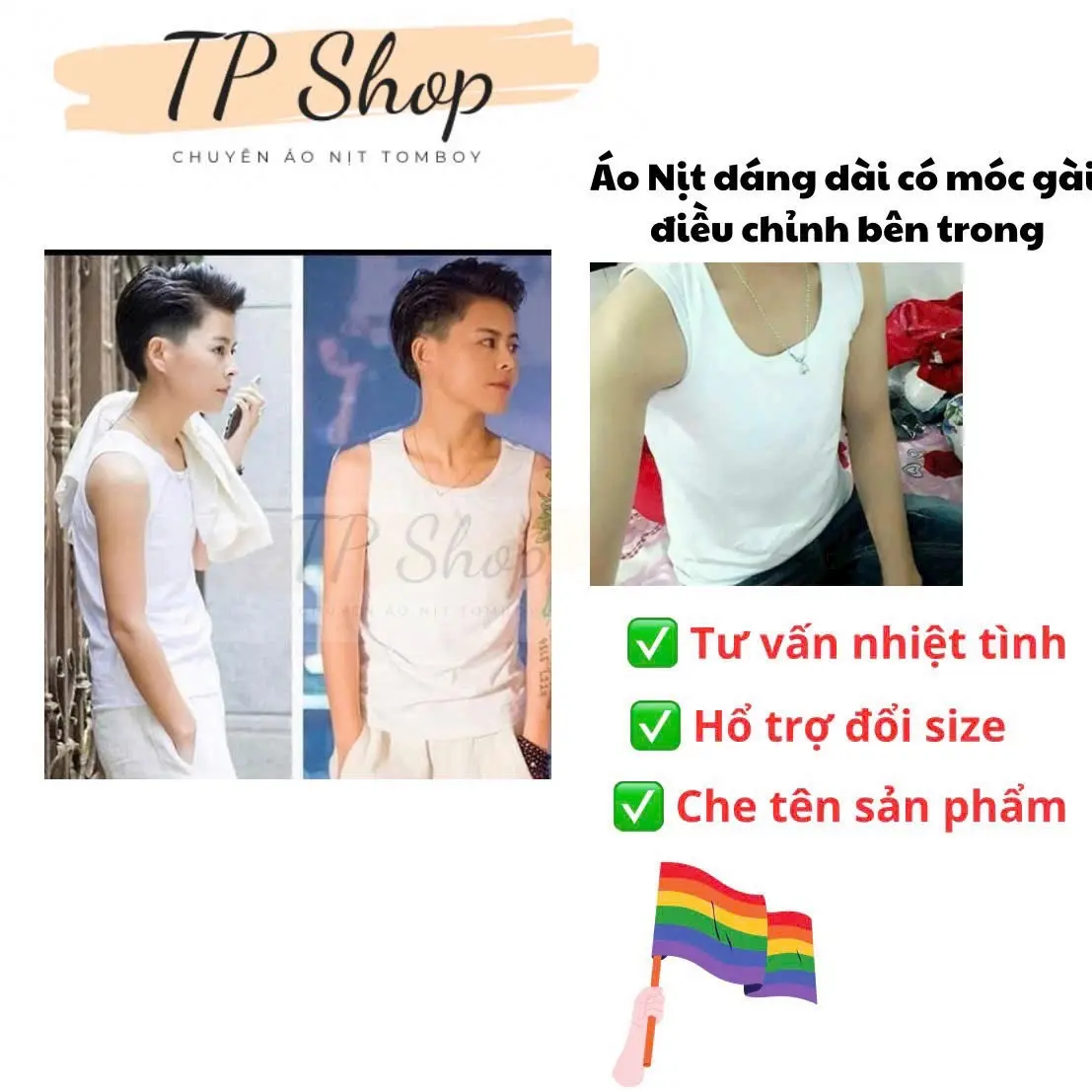 Áo nịt ngực Tomboy dáng ba lỗ dài Thun - Sản phẩm giúp tạo dáng và giữ cho vòng 1 luôn gọn gàng