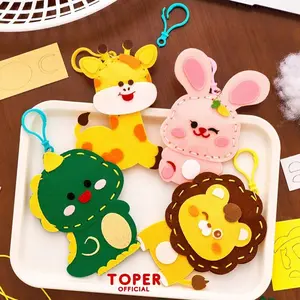 TOPER DIY Membuat Gantungan Kunci Tas Ganci Keychain Art Handmade Kain Flanel Prakarya Anak Art Mainan Edukasi Menjahit Motif Hewan Character Animal Lucu Aesthetic Estetik