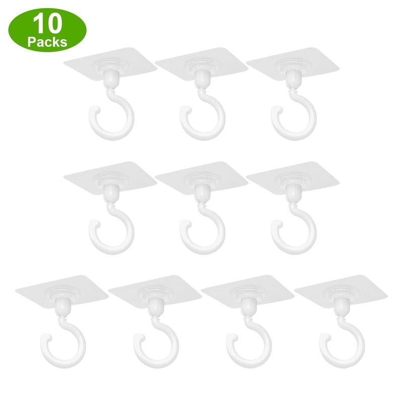 Ceiling Hook (10pcs), Multipurpose Self Adhesive No Drill Ceiling Rotating Hanging Hook, 360-degree Rotatable Hooks for Hanging Light Plants Lanterns Wind Chime 3