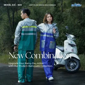 ELMONDO 905 Jas Hujan Pria Wanita Kain Tebal Elastis Anti Air