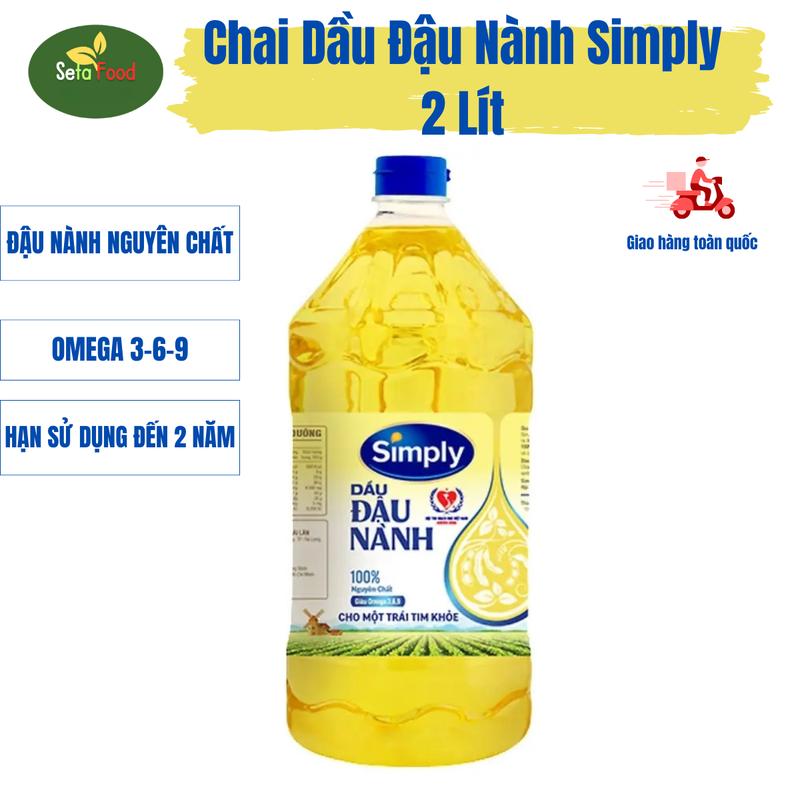 Dầu ăn Simply Dầu đậu nành can 2 lít sản phẩm thịnh hành haidangdoo dầumỡ đậu nành nguyên chất 100% không cholesterol