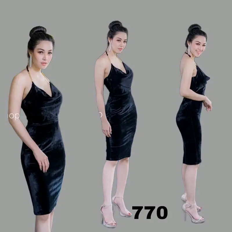 HYUNA 770 - Midi Dress Velvet/Dress Bludru Casual Gaun Mini Wanita 7