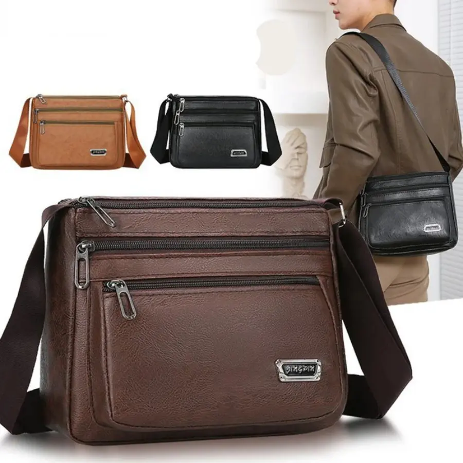 Túi xách nam vai nghiêng chất lượng cao, túi da PU cỡ lớn thời trang cho nam, túi thể thao Đeo Chéo Bag