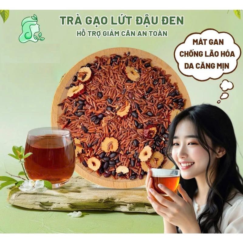 Product Introduction of Hộp 30 trà gạo lứt đậu đen Hỗ Trợ Giải Nhiệt Thanh Nhiệt - Tặng Bình Thủy Tinh 300ml - Chè, Tea 1