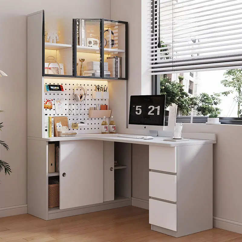 [SG Seller]Solid Wood Corner Desk Computer Desk Integrated Combination Home Bedroom Corner Children Student Study Table  Writing Desk L Shape Home Modern Gaming Table Learning Desk