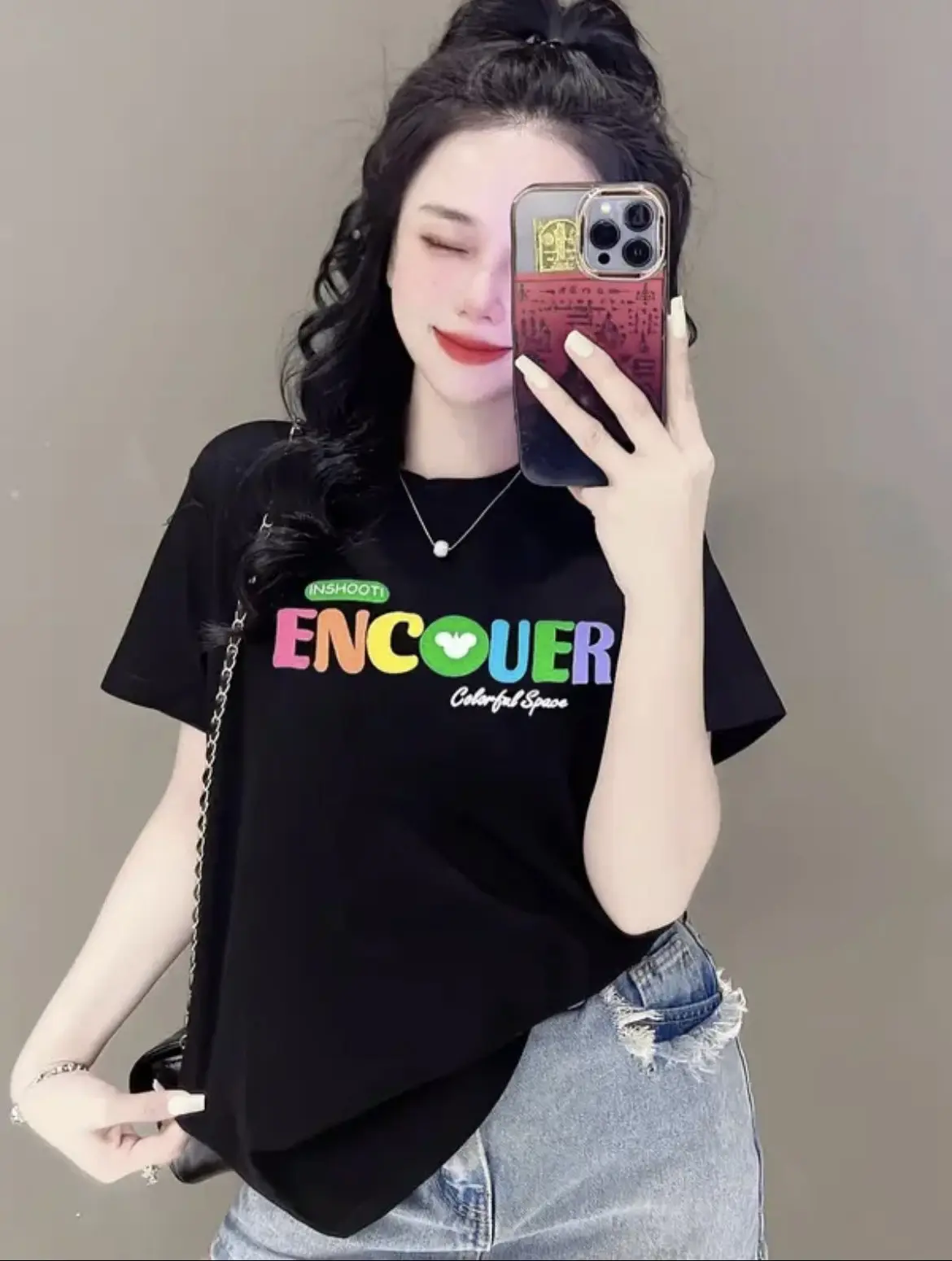 Áo thun nữ cổ tròn thun giấy in chữ đủ màu nữ tính size M, L thiết kế hiện đại trẻ trung thời trang dễ phối đồ