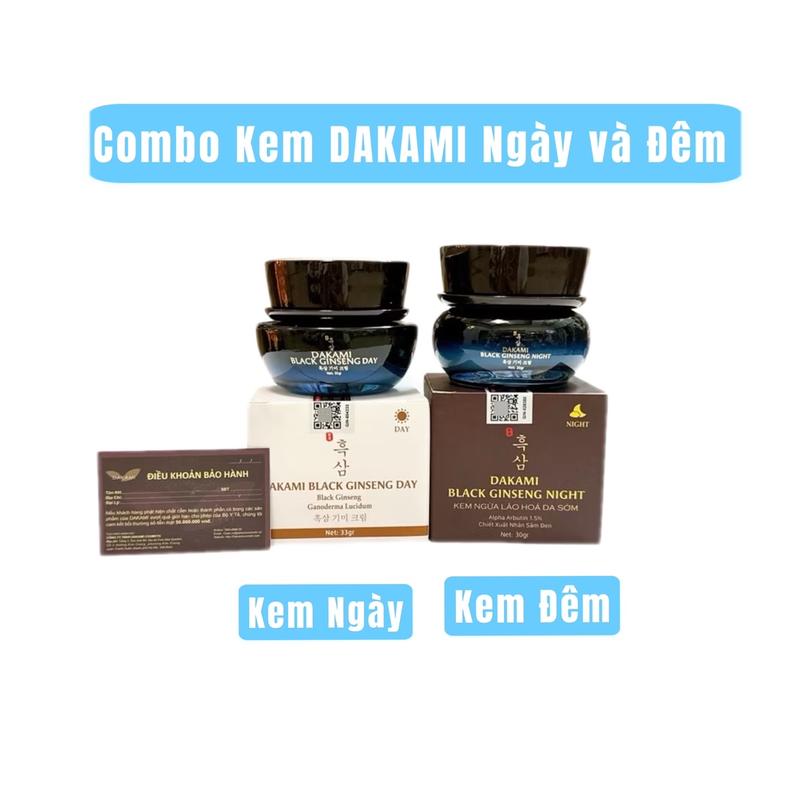 Combo kem Sâm đen DAKAMI kem ngày và Kem Đêm Black Ginseng Dưỡng Ẩm Da Làm Đẹp Da Skincare Chăm Sóc Da Women Nữ