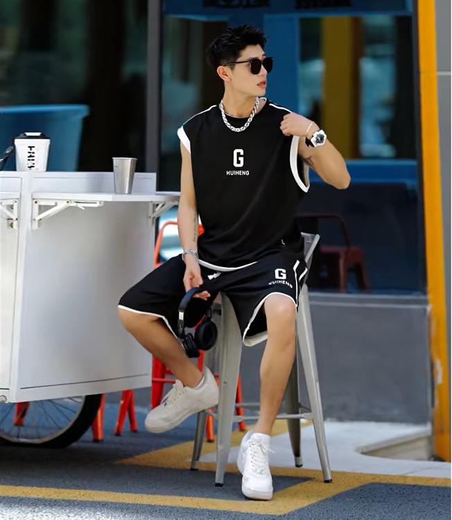 Bộ Đồ Ba lỗ Unisex Nam Nữ  , Chất Cotton Tổ Ong Hàng Vải Đẹp, Thể Thao Cá Tính In Chữ G Sport Chạy Bộ Tập Gym Yoga Tập Yoga Tập Thể Dục