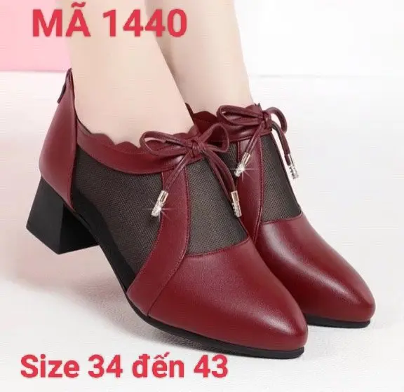 G1440 - GIÀY ELISA BOOT LƯỚI VIỀN SÓNG – MÀU ĐEN - MÀU ĐỎ ĐÔ 1