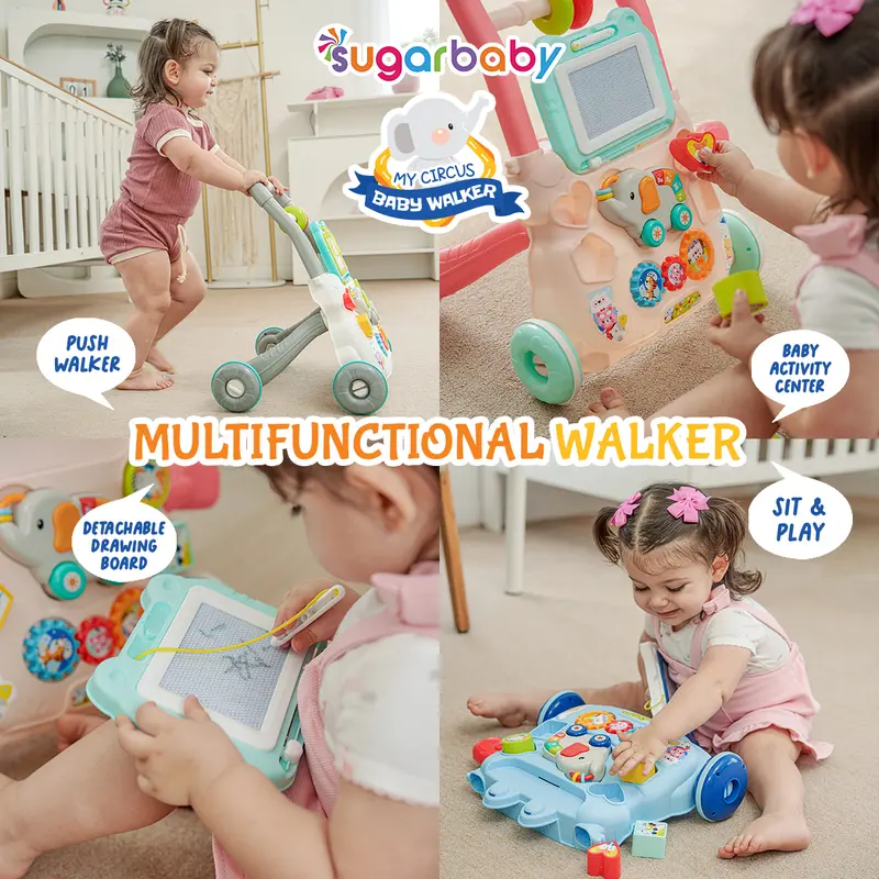 Sugar Baby My Circus Push Walker (Baby Walker)/ Mainan Dorong Bayi Green Pink 1