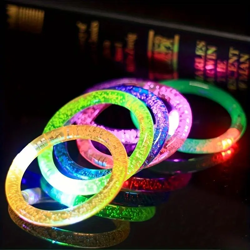 Random Color Glow in The Dark LED Bracelet, 6 Counts/set Flashing Light Up Bracelet, Party Accessory for Birthday Carnival Party Game Gifts