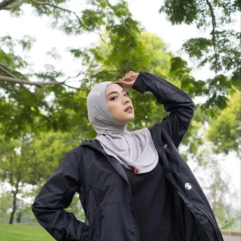 10AM Zeea Hayfa P Erina Sport Hijab Olahraga kerudung  instan  sporty  bergo  muslim dicuci dengan tangan saja zipper black 6