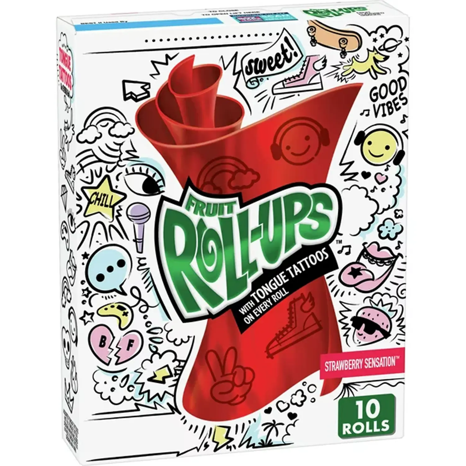 Fruit Roll-Ups Strawberry Sensation Fruit Flavoured Snacks 141g (14g x 10 Rolls)