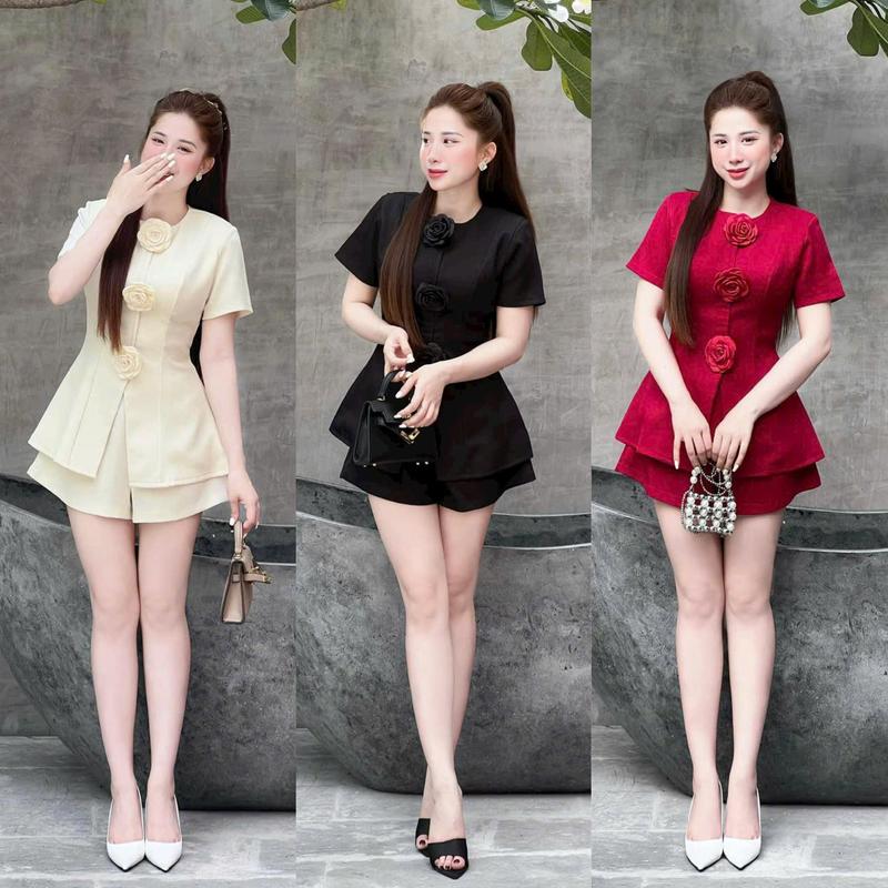 Product Introduction of Set đồ nữ áo lenin gân cổ tròn tay ngắn kết bông kèm quần đùi xinh xắn dễ thương T30 Women Kem 19