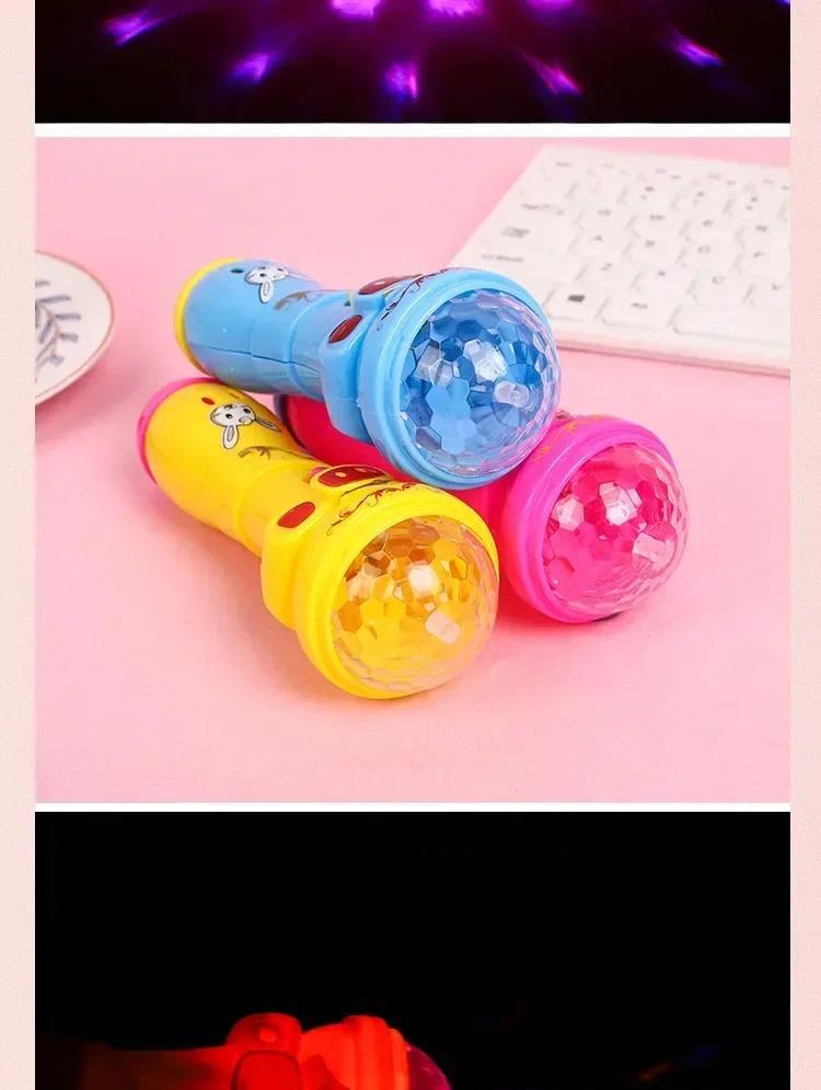 Product Introduction of Kids Toy LED Luminous Light Flashing Projection Microphone Torch Shape Children Boys Girls Cute Glow Toy Christmas Party Gifts 3