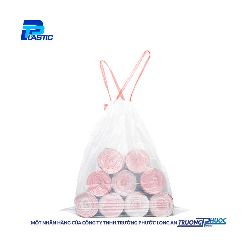 Túi PP Nhựa - Cuộn 15 Túi đựng rác có dây rút TP Plastic 8