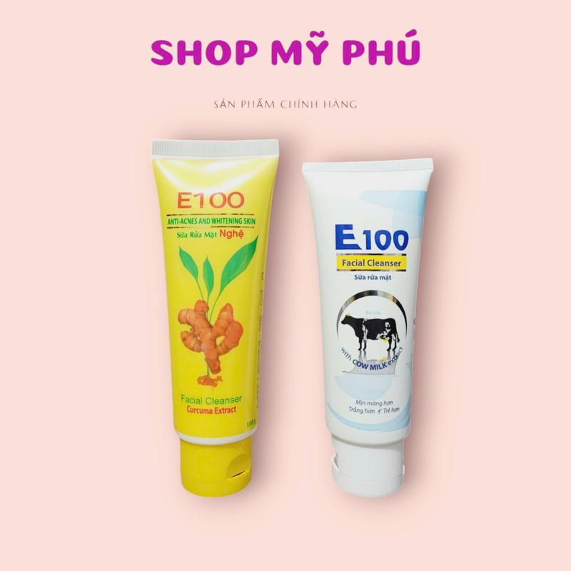 Sữa Rửa Mặt E100 Nghệ (100g) - Sữa Bò (80ml)