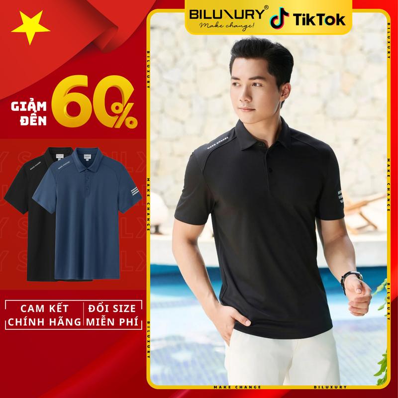 Áo Polo Biluxury Recycle Bền Màu, Dễ Làm Sạch, Thân Thiện Với Da 8APCT443 Form Slimfit ôm vừa người, tôn dáng, sang trọng lịch lãm Menswear Nam Shirt Có Cổ
