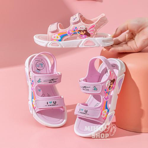 Dép Sandal Quai Dán Đế Mềm Màu Cầu Vồng Đơn Giản Thời Trang Mùa Hè Cho Bé Gái 5