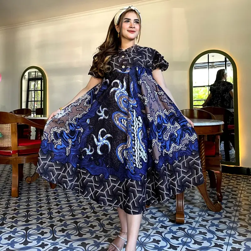 DASTER PAYUNG JUMBO Katun Rayon lembut Busui Kancing Motif Batik cocok untuk Bumil remaja Nyaman Panjang 0