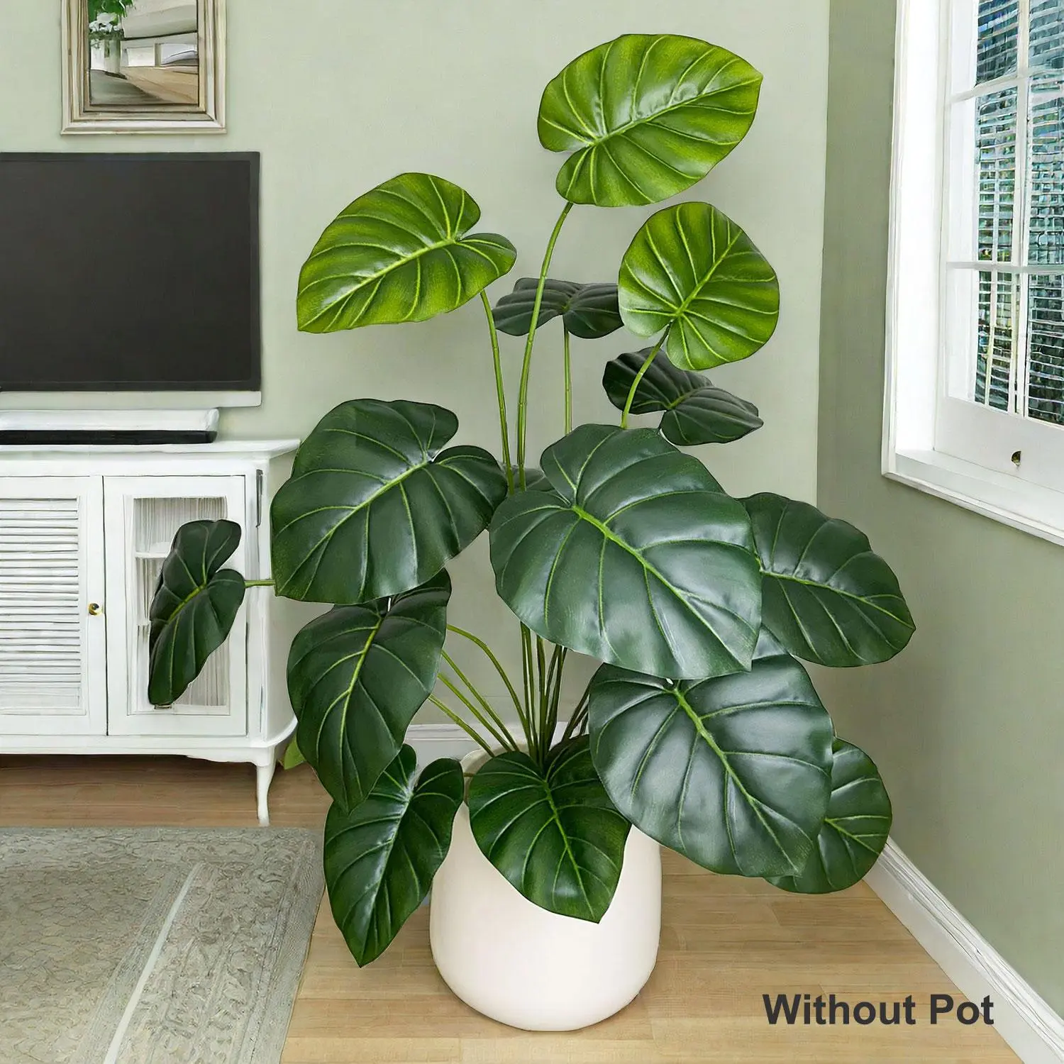 Artificial Monstera Plant without Pot, 1 Count Fake Tropical Pseudoplant, Faux Plant for Home Office Balcony Garden Outdoor Indoor Decor