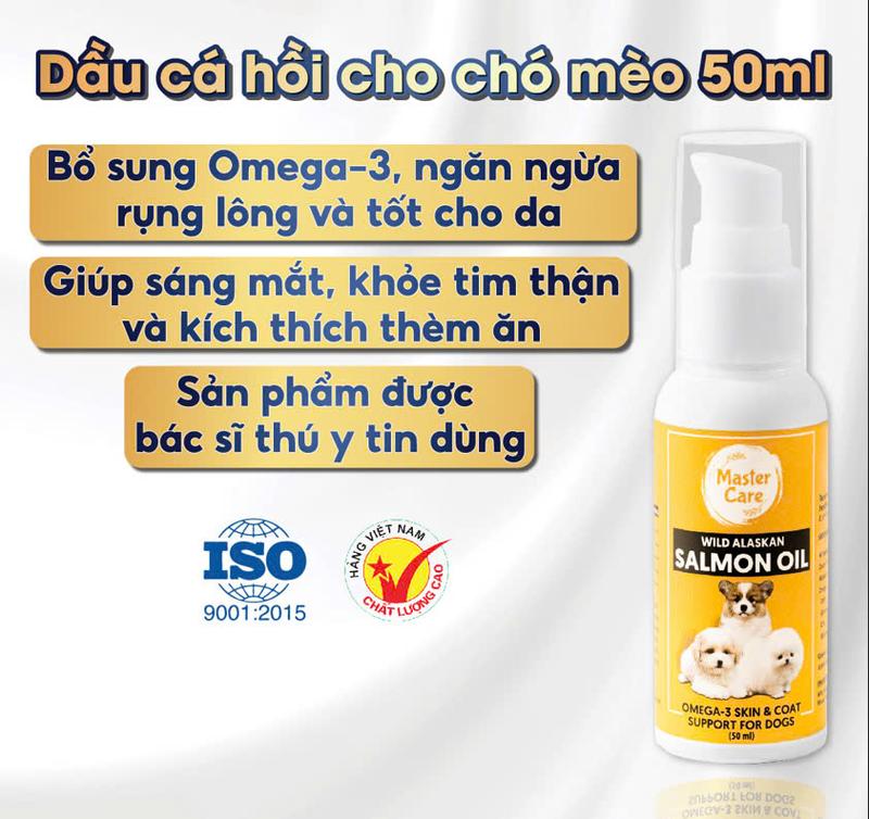 Dầu Cá Hồi cho chó mèo 50ml MasterCare For Pet- Hỗ trợ dinh dưỡng, làm mượt lông [DEAL SỐC]