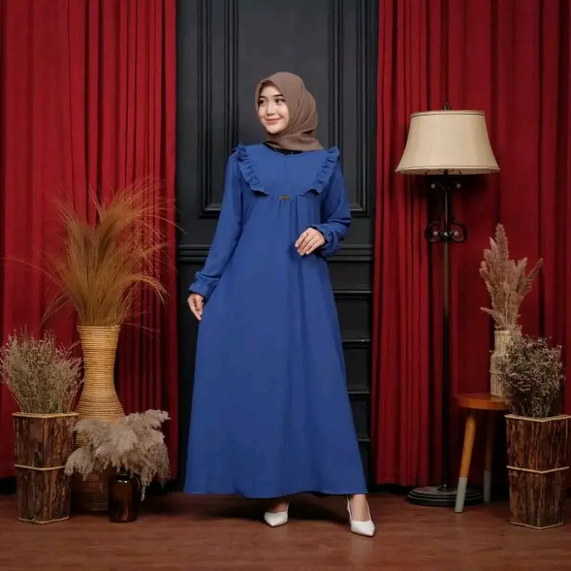 GAMIS SAMIRA CRINKLE AIRFLOW TERBARU LD 110CM // GAMIS WANITA muslimAH CRINKLE AIRFLOW muslim panjang wudhu Dress  Syari Polos Hitam Cantik Nyaman Menyusui Pink Dewasa Simple Maxi Dewasa Simple Remaja Mewah Kondangan Pesta 3