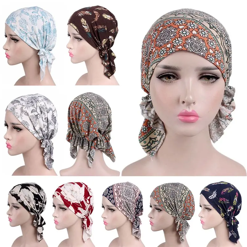 New stretch cotton printed turban hat