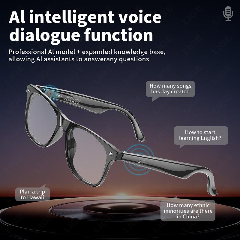 New AI Intelligent Translator Bluetooth Smart Glasses Men 163 Language Automatic Dialogue Translation Bluetooth Sunglasses Women