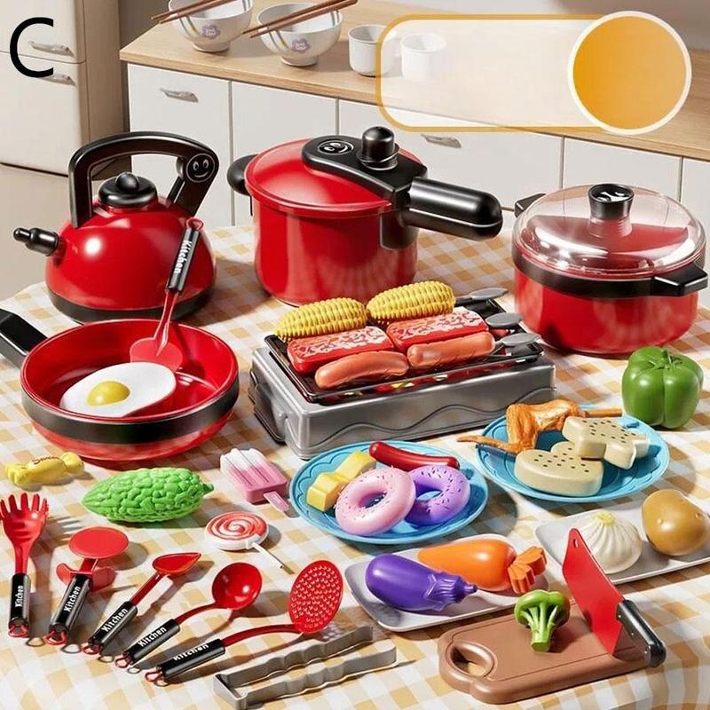 Product Introduction of Kitchen Toy Set For Kids Pretend Play Home Kitchen Baby Cooking And Cutting Toy Set Enjoy Eating Dishes Simulation Cooking Memory Training & Observation 4-6 Years 29