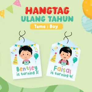 HANGTAG ULANG TAHUN ANAK HANGTAG BIRTHDAY FREE TALI RANTAI BOY SERIES