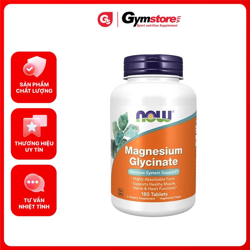 Viên uống NOW Magnesium Glycinate with TRAACS, 180 viên bổ sung Magie | Made in USA