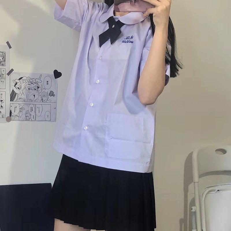Product Introduction of College style school uniform JK lavender short-sleeved student shirt first love versatile round neck doll collar top girl 2