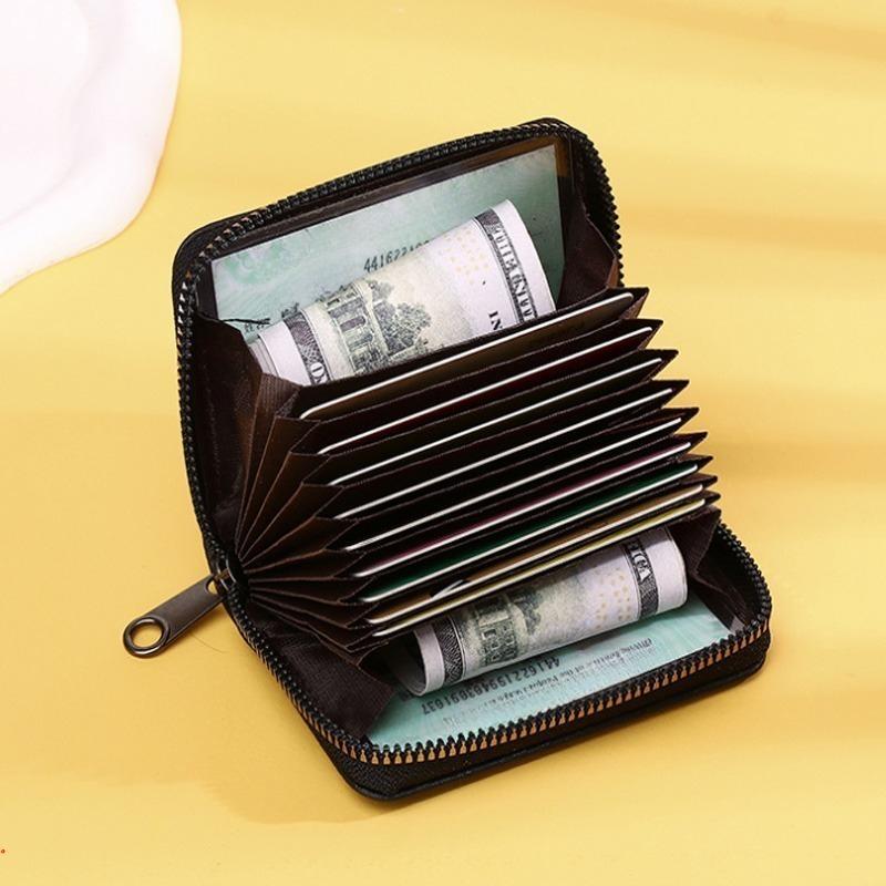 Fashionable Zipper Wallet with Card Slot, Casual Style PU Leather Proofing Clips, Desk Organizer for Home & Office & School 2